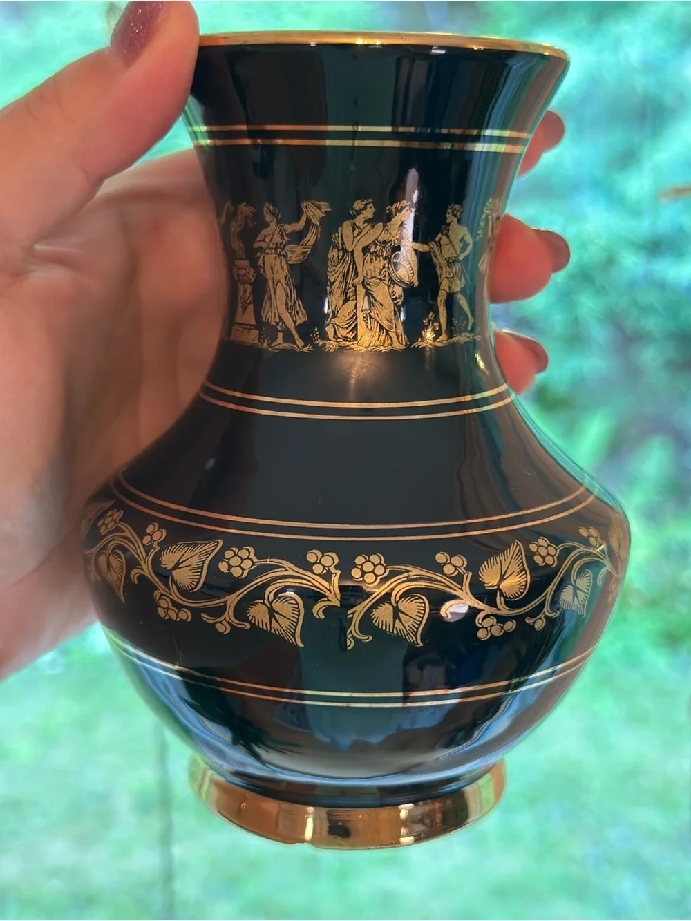 Vintage Greek SPARTHAS KERAMIK from Greece with decorative 24 K Gold detailing